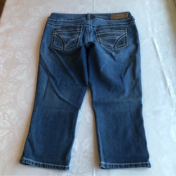 Seven 7 Blue Capri Jeans Denim Pants Women’s Size 6 Button Fly Casual Elastic - Picture 6 of 16